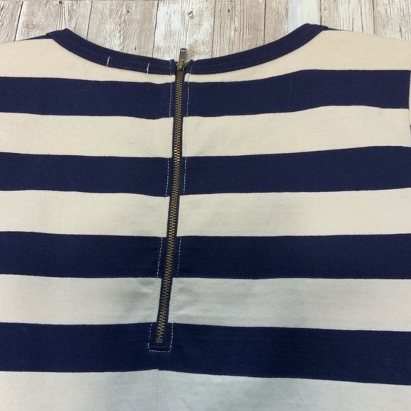 J. Crew faux leather pocket blue striped dress! - Picture 8 of 9